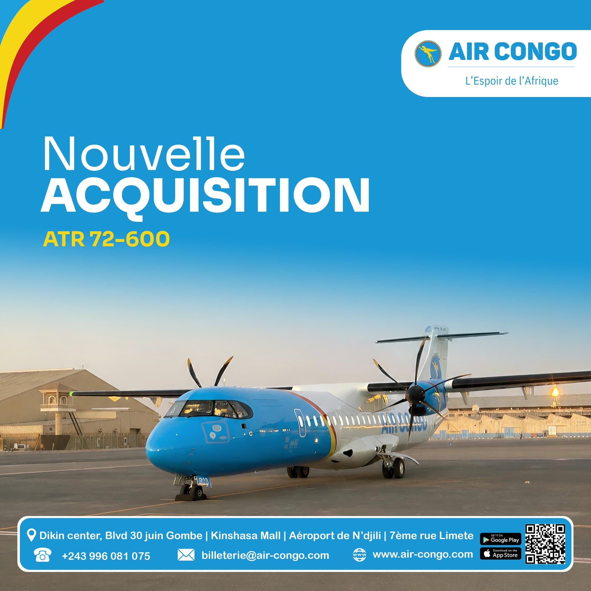 Air Congo renforce sa flotte avec l’acquisition d’un ATR 72-600